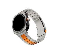 WUURAA For Samsung Galaxy Watch 8 40 44 46mm Ultra 47mm Stainless Steel Band(Titanium orange,For Galaxy Ultra (2024))
