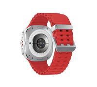 WUURAA No Gaps Sport Silicone Band For Samsung Galaxy Watch 7 Ultra 47mm Soft Breathable Loop Strap Bracelet for Galaxy 7 Ultra 47mm(Silver-Red)