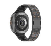 WUURAA No Gaps Titanium Strap For Samsung Galaxy Watch Ultra2 2025 47mm Men Metal Band For Samsung GALAXY Ultra 2024 Bracelet(Black orange,For Galaxy Ultra 2025)