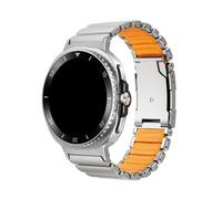 WUURAA Titanium+Rubber Strap For Samsung Galaxy Watch Ultra 2025 47mm Silicone Metal Band For Watch8/8Classic 46 44 40mm Bracelet(Titanium Orange,For Galaxy 8 44mm)