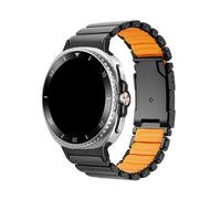 WUURAA Titanium+Rubber Strap For Samsung Galaxy Watch Ultra 2025 47mm Silicone Metal Band For Watch8/8Classic 46 44 40mm Bracelet(Black Orange,For 8 Classic 46mm)