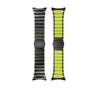WUURAA TitaniumRubber Strap For Samsung Galaxy Watch Ultra 47mm Stainless Steel+Rubber Band For Watch8/8Classic 40 44 46mm Bracelet(Black green-stainless,For Galaxy 8 40mm)