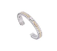WUURAA Woman Solid stainless steel watch strap with metal watch chain (Color : Silver+Gold, Size : 8mm)
