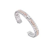 WUURAA Woman Solid stainless steel watch strap with metal watch chain (Color : Silver+Rose Gold, Size : 16mm)