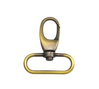Wuuycoky 1.5" Inner Diameter Oval Ring Shinning Antique Brass Color Top Buckle Lobster Clasps Swivel Snap Hooks Pack of 6