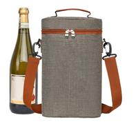Wuvfojca 2 Bottle Wine Cooler Bag 600D Oxford Cloth Insulated Wine Bottle Cool Bag 21x10x34cm Wines Carrier Tote Bags Portable with Handle for Travel Party Christmas Gatherings Travels Events Beach