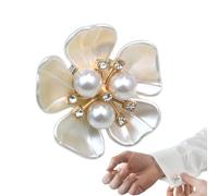 Wuvfojca 6 Pack Decorative Button Covers Pearl Flower Button Cover Rhinestone Buttons Covers Clip On Decorative Fancy Accessories for DIY Clothing Jeans Shirt Dress Tuxedo Blouses