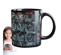 Wuvfojca Aeroplane Instrument Panel Mug Ceramic Funny Coffee Cups 9.5 x 8.2 cm Decorative Aeroplane Coffee Cups with Large Capacity Multifunctional Tea Cups for Juice Milk