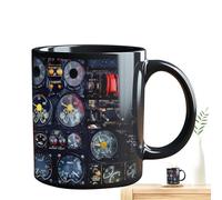 Wuvfojca Aeroplane Instrument Panel Mug Ceramic Funny Coffee Cups 9.5 x 8.2 cm Decorative Aeroplane Coffee Cups with Large Capacity Multifunctional Tea Cups for Juice Milk
