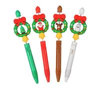 Wuvfojca Christmas Retractable Gel Pens | 4 Pieces Retractable Decor Design - Santa Gel Ink Pens | For Party School Note Journaling Teachers Students Offices