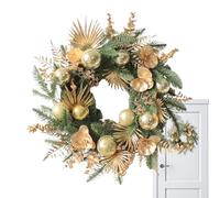 Wuvfojca Christmas Wreaths For Front Door 50cm Gold Door Wreaths And Lantern Baubles Rtificial Christmas Garland Decorations For Wall Window Fireplace Indoor Outdoor Office Garden Yard Patio Porch