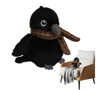 Wuvfojca Raven-Shaped Plush Animal Figurine with Cute Scarf, Decorations for Halloween in the Shape of a Crow, for the Bedroom, Birthday, Home