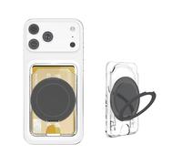 Wuwedo Clear Magnetic Wallet with 360° Rotation Stand Compatible with MagSafe for iPhone, Holds 2 Cards, Compatible with iPhone 17/16/15/14/13/12, MagSafe-Case, Anti-Yellowing Hard Card Holder