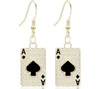 WUWEIJIAJIA Creative Playing Card Pattern Dangle Drop Earrings Personalized Sparkling Alloy Rhinestone Dangle Drop Earrings for Women Jewelry Gifts, Rhinestone