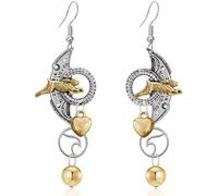 WUWEIJIAJIA Handmade Punk Rabbit Clock Hollow Alloy Dangle Drop Earrings Unique Retro Colored Rhinestone Asymmetrical Dangle Drop Earrings for Women, Metal