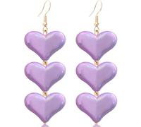 WUWEIJIAJIA Love Heart Three-Layer Acrylic Glitter Alloy Dangle Drop Earrings Colorful Sweet Symmetric Stereoscopic Dangle Drop Earrings for Women, Acrylic