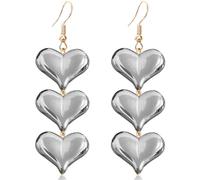 WUWEIJIAJIA Love Heart Three-Layer Acrylic Glitter Alloy Dangle Drop Earrings Colorful Sweet Symmetric Stereoscopic Dangle Drop Earrings for Women, Acrylic