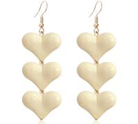 WUWEIJIAJIA Love Heart Three-Layer Acrylic Glitter Alloy Dangle Drop Earrings Colorful Sweet Symmetric Stereoscopic Dangle Drop Earrings for Women, Acrylic