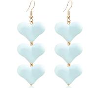 WUWEIJIAJIA Love Heart Three-Layer Acrylic Glitter Alloy Dangle Drop Earrings Colorful Sweet Symmetric Stereoscopic Dangle Drop Earrings for Women, Acrylic