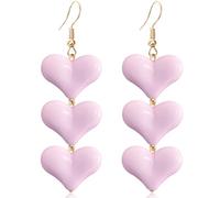 WUWEIJIAJIA Love Heart Three-Layer Acrylic Glitter Alloy Dangle Drop Earrings Colorful Sweet Symmetric Stereoscopic Dangle Drop Earrings for Women, Acrylic