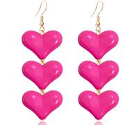 WUWEIJIAJIA Love Heart Three-Layer Acrylic Glitter Alloy Dangle Drop Earrings Colorful Sweet Symmetric Stereoscopic Dangle Drop Earrings for Women, Acrylic