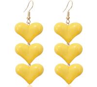 WUWEIJIAJIA Love Heart Three-Layer Acrylic Glitter Alloy Dangle Drop Earrings Colorful Sweet Symmetric Stereoscopic Dangle Drop Earrings for Women, Acrylic