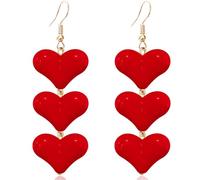 WUWEIJIAJIA Love Heart Three-Layer Acrylic Glitter Alloy Dangle Drop Earrings Colorful Sweet Symmetric Stereoscopic Dangle Drop Earrings for Women, Acrylic