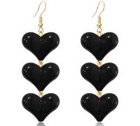 WUWEIJIAJIA Love Heart Three-Layer Acrylic Glitter Alloy Dangle Drop Earrings Colorful Sweet Symmetric Stereoscopic Dangle Drop Earrings for Women, Acrylic