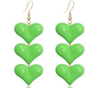 WUWEIJIAJIA Love Heart Three-Layer Acrylic Glitter Alloy Dangle Drop Earrings Colorful Sweet Symmetric Stereoscopic Dangle Drop Earrings for Women, Acrylic