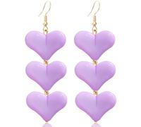 WUWEIJIAJIA Love Heart Three-Layer Acrylic Glitter Alloy Dangle Drop Earrings Colorful Sweet Symmetric Stereoscopic Dangle Drop Earrings for Women, Acrylic