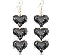 WUWEIJIAJIA Love Heart Three-Layer Acrylic Glitter Alloy Dangle Drop Earrings Colorful Sweet Symmetric Stereoscopic Dangle Drop Earrings for Women, Acrylic