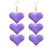 WUWEIJIAJIA Love Heart Three-Layer Acrylic Glitter Alloy Dangle Drop Earrings Colorful Sweet Symmetric Stereoscopic Dangle Drop Earrings for Women, Acrylic