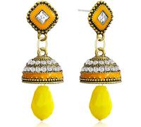 WUWEIJIAJIA Retro Carved Hollow Alloy Rhinestone Stud Earrings Bohemian Ethnic Style Sparkling Stud Earrings for Women, Metal