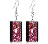 WUWEIJIAJIA Vintage Sweet Acrylic Hat Playing Card Dangle Drop Earrings Personalized Colorful Magnetic Tape Printed Hook Earrings for Women, Acrylic