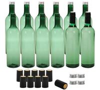 WUWEOT 12 Pack Plastic Wine Bottles, 750ml Reusable Empty Bordeaux-Style Liquor Bottle, Green Long Neck WIne Bottles with Screw Lid and Shrink Capsules Caps