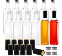 WUWEOT 12 Pack Plastic Wine Bottles Reusable, 750ml Clear Empty Bordeaux-Style Wine Bottles With Screw Lid and Shrink Capsules Caps