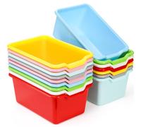 WUWEOT 16 Pack Plastic Storage Bins, Easy-to-Grip Design Multipurpose Stackable Plastic Storage Cubbies for Classroom, Nursery, Playrooms and Home Organization