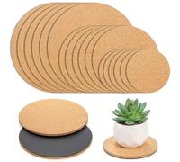 WUWEOT 18 Pack Cork Plant Coasters, 4/6/8 Inch Round Plant Mat Bulk, 0.2" Thick Soft Cork Trivet for Garden, Courtyard, Pot Mat, Indoor Outdoor and DIY Craft Project