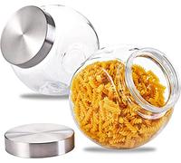 WUWEOT 2 Pack Glass Candy Jar, 2.2L Cookie Jar with Lid Clear Candy Container, Kitchen Countertop Penny Canning Jars for Cookies, Snacks, Cakes, Food Safe, Wide mouth Opening