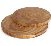 WUWEOT 2 Pack Large Slab Serving Board, 9"-10" & 11"-12" Round Wood Cheese Server & Cutting Board, Wood Slices for Table Centerpieces