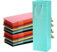 WUWEOT 32 Pack Colorful Wine Gift Bags, Wine Bottle Paper Bags Bulk, Reusable Cardboard Single Bottle Carry Tote with Handle for Wedding Birthday Housewarming Party Supplies