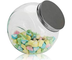 WUWEOT 4 L Penny Candy Glass Jar with Lid, Large Clear Canister Container Jar, Snacks Cookie Jar for Kitchen Counter, BPA-Free Wide Mouth Glass Jar for Storing and Canning Uses, Clear