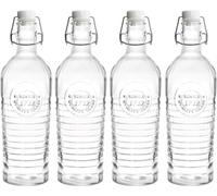 WUWEOT 4 Pack Flip Top Glass Bottle, 40 Oz. / 1.2 Liter Clear Glass Pitcher Airtight Seal Swing Top Brewing Bottle for Beverages, Oils, Kombucha, Beer, Kiefer, Water, Soda