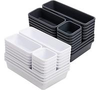WUWEOT 42 Pack Interlocking Desk Drawer Organizer Tray, 4 Size Separators Storage Container Divider Bins for Kitchen Utensils Silverware Bedroom Dresser Cosmetic Makeup Tools Office Supplies