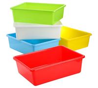 WUWEOT 5 Pack Large Storage Bins, 38 x 29 cm Plastic Stackable Classroom Organizer, Multipurpose Toy Basket for Classroom, Nursery, Playrooms and Home Organization