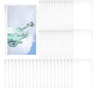 WUWEOT 50 Pack A5 Binder Pockets, 6 Holes Zipper Binder Pouch Folders, Clear PVC 6-Ring Binder Bags, Waterproof Loose Leaf Bags Cash Budget Envelopes for A5 Notebook Binder Planners