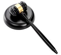 WUWEOT Black Gavel and Block, Handcrafted Vintage Old View Finish Wood Gavel and Round Hammer Sound Block Perfect for Judge, Lawyer, Student, Auction Court, and Gifts