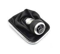 WUWMTUTCK 12mm Fit for Volkswagen Fit for VW Golf 4 IV MK4 GTI R32 Bora Jetta 5 Speed Black Frame Gear Shift Knob Lever Gaiter Boot 1999-2004(Silver 6 Speed)