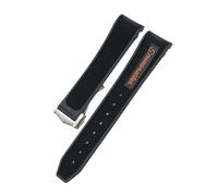 WUWMTUTCK 18mm 19mm 20mm 21mm 22mm Rubber Silicone Watchband Fit For Omega Sxwatch Moon Watch Fit For Speedmaster Fit For Seamaster AT150 Fit For Tag Heuer Soft Strap(Black Orange Pointy,18MM_GOLD)