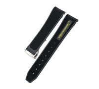 WUWMTUTCK 18mm 19mm 20mm 21mm 22mm Rubber Silicone Watchband Fit For Omega Sxwatch Moon Watch Fit For Speedmaster Fit For Seamaster AT150 Fit For Tag Heuer Soft Strap(Black Yellow Round,19MM_GOLD)